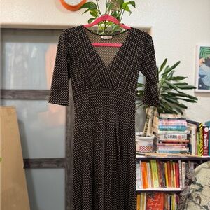 polka dot deep brown dress with pockets